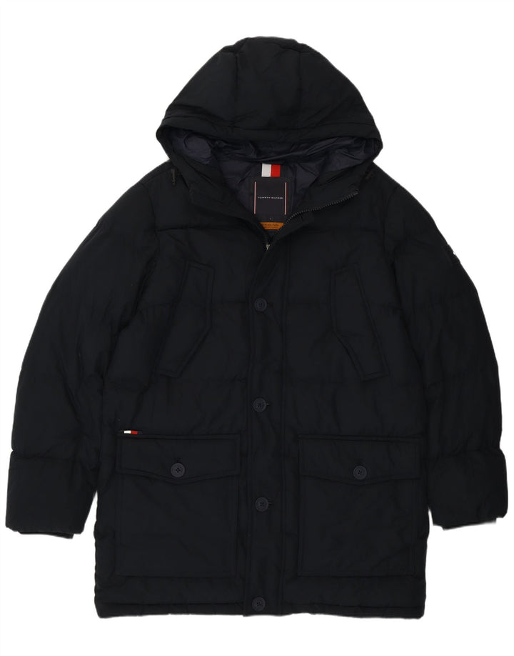 Tommy Hilfiger Ανδρικό μπουφάν με κουκούλα UK 40 Large Navy Blue Polyester