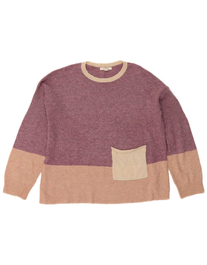 White Stuff Γυναικείο πουλόβερ με λαιμόκοψη UK 12 Medium Purple Colourblock