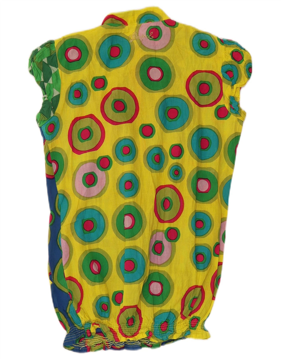 DESIGUAL γυναικεία μπλούζα τοπ UK 10 μικρά πολύχρωμα γεωμετρικά βαμβακερά