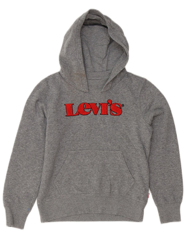 Levi's Boys Graphic Hoodie Jumper 9-10 Years Grey Cotton