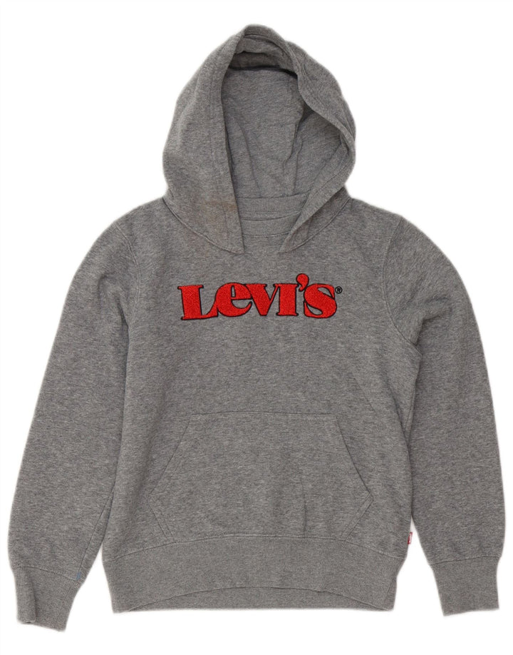 Levi's Boys Graphic Hoodie Jumper 9-10 Years Grey Cotton