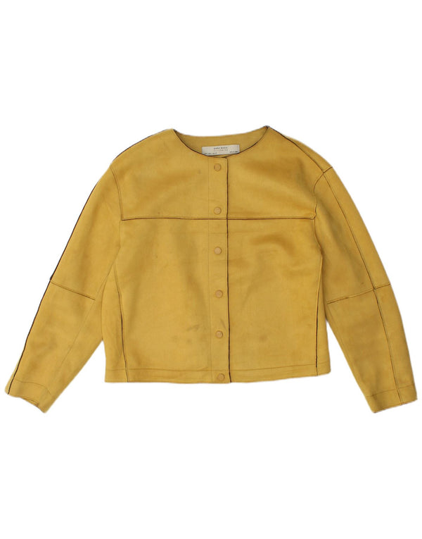 Zara Γυναικείο Crop Bomber Jacket UK 16 Large Yellow