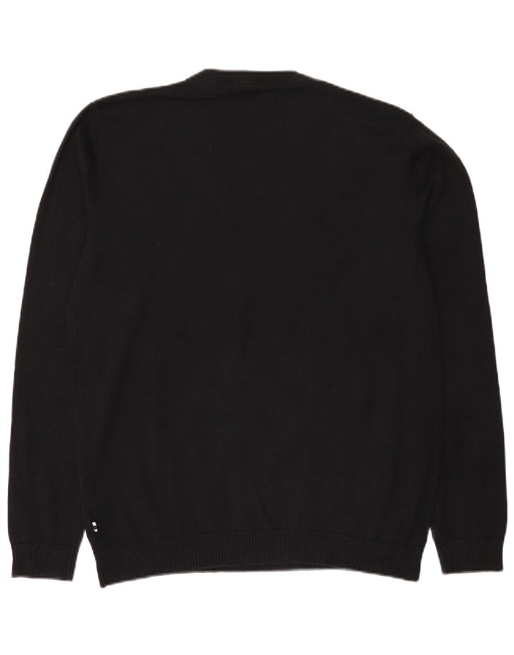 Jack & Jones Ανδρικό πουλόβερ με λαιμόκοψη με λαιμόκοψη μεγάλο μαύρο βαμβακερό