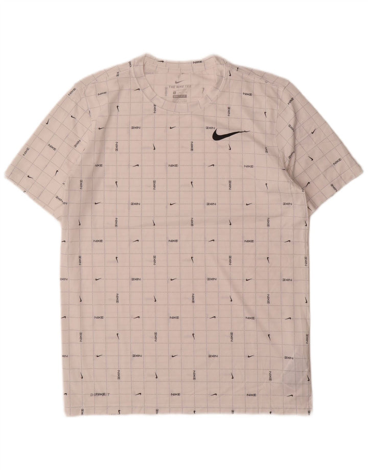 Ανδρικό γραφικό μπλουζάκι Nike Dri Fit, μεσαίο λευκό πολυεστέρας