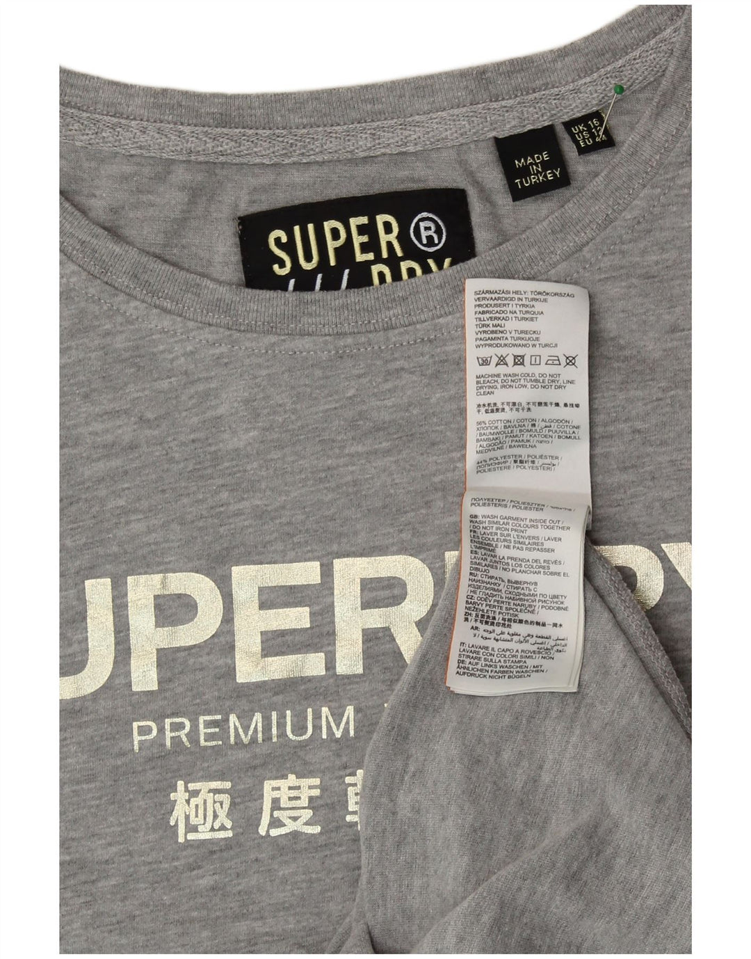 Γυναικείο γραφικό μπλουζάκι υπερμεγέθη SUPERDRY Top UK 16 μεγάλο γκρι βαμβακερό
