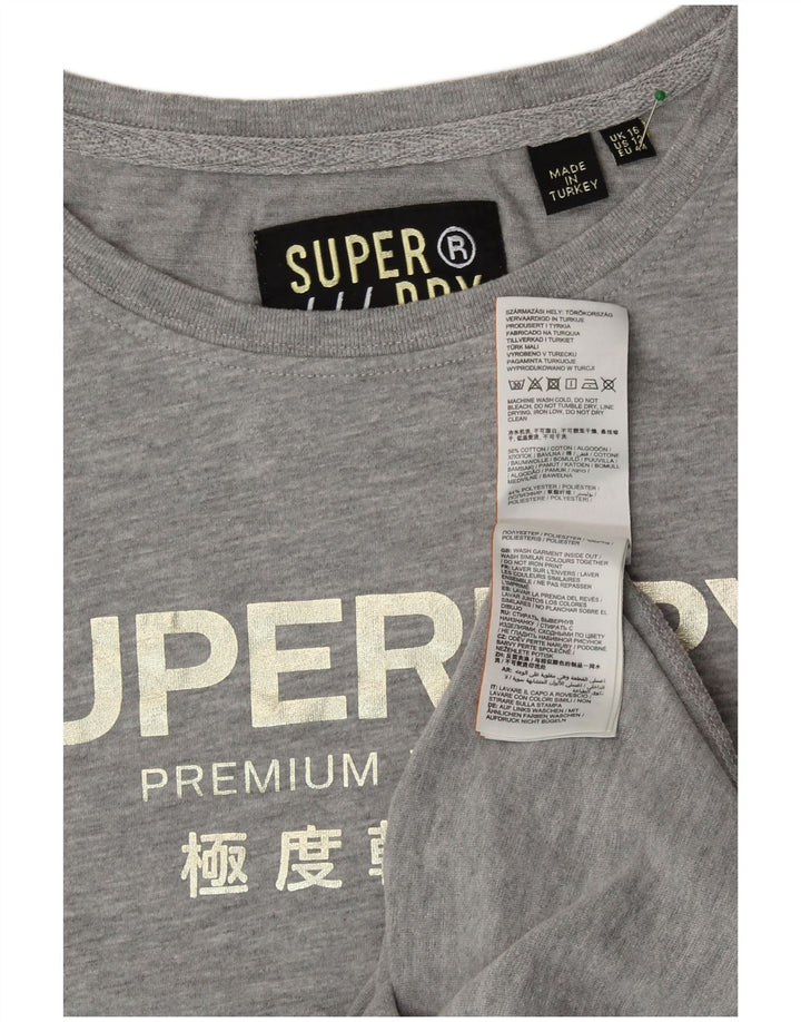 Γυναικείο γραφικό μπλουζάκι υπερμεγέθη SUPERDRY Top UK 16 μεγάλο γκρι βαμβακερό