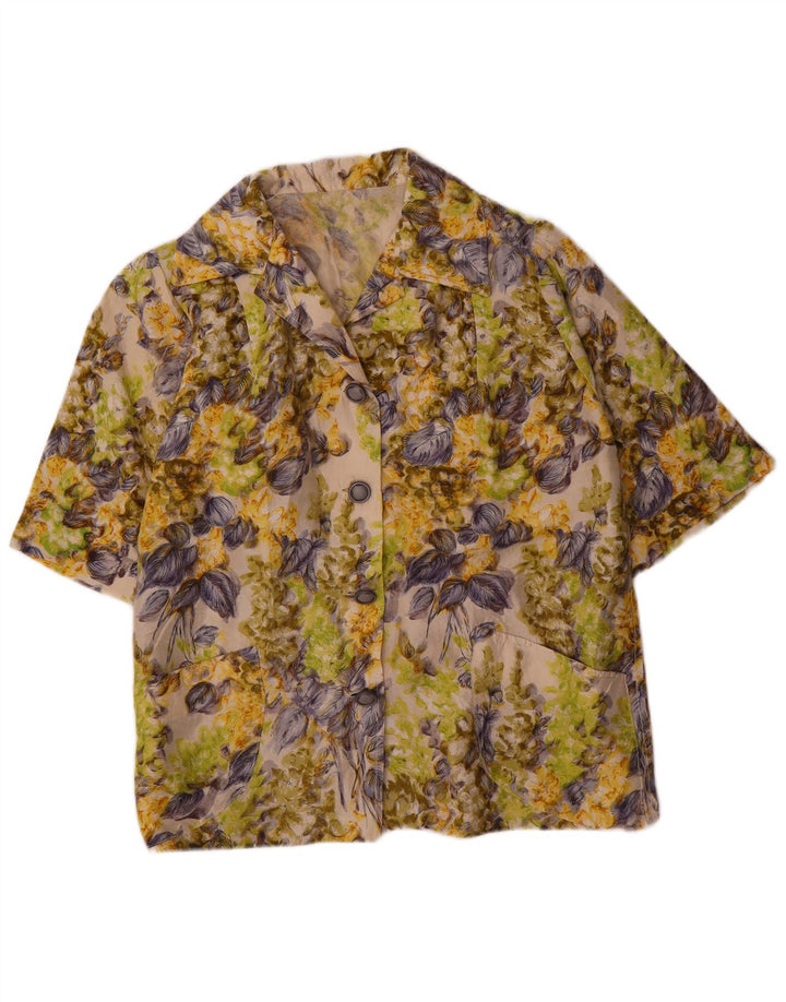 VINTAGE Γυναικείο Μπλέιζερ Μπουφάν UK 16 Μεγάλο Πολύχρωμο Φλοράλ