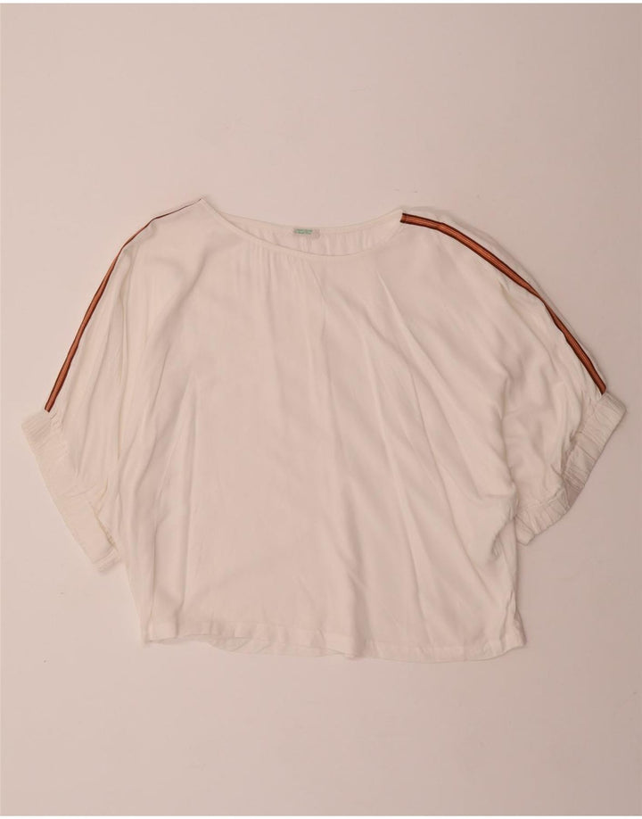 BENETTON Γυναικεία Μπλούζα Oversized Top UK 10 Small Off White Viscose