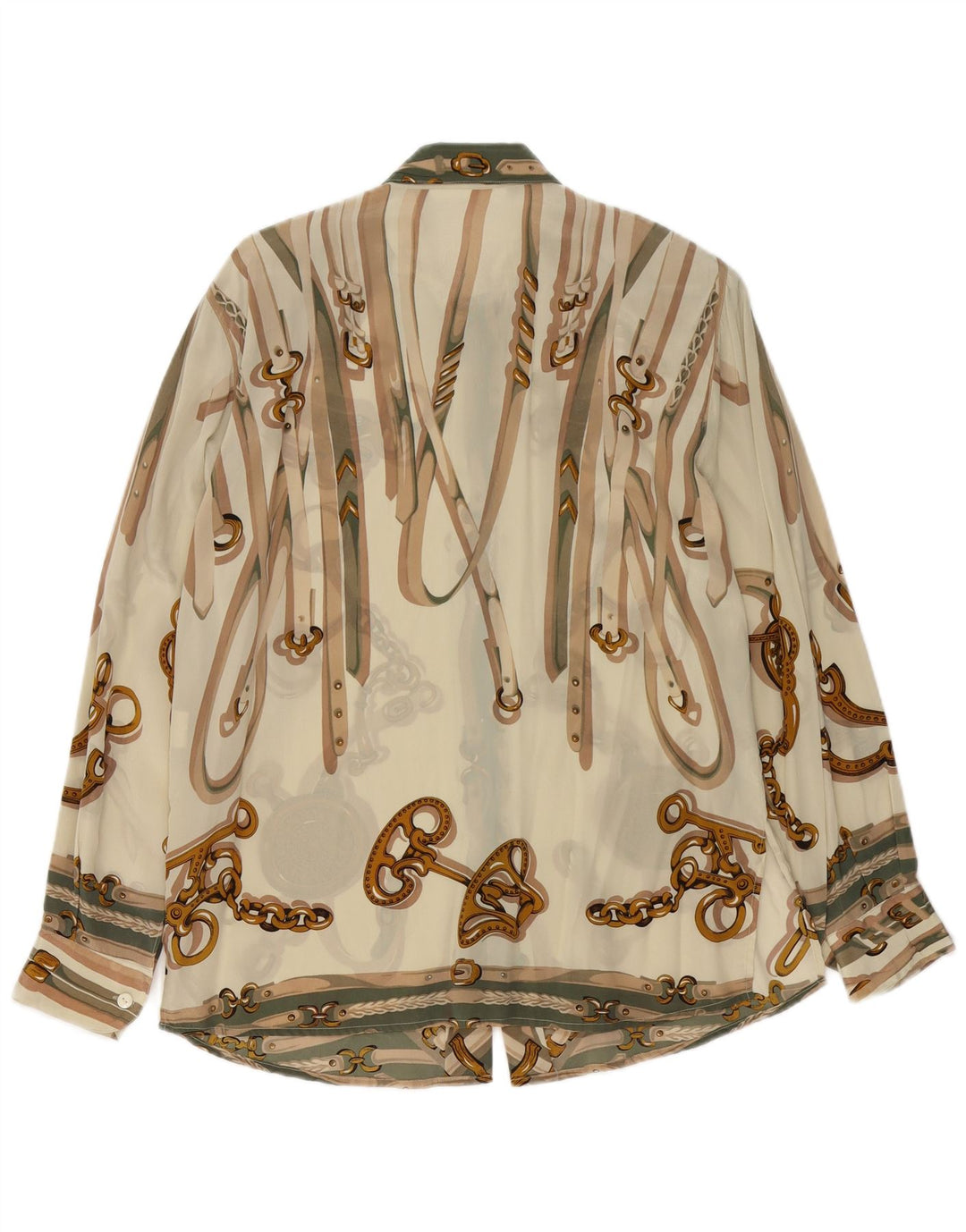 Vintage γυναικείο πουκάμισο αφηρημένο σχέδιο μπλούζα IT 46 Μεγάλο μπεζ οξικό