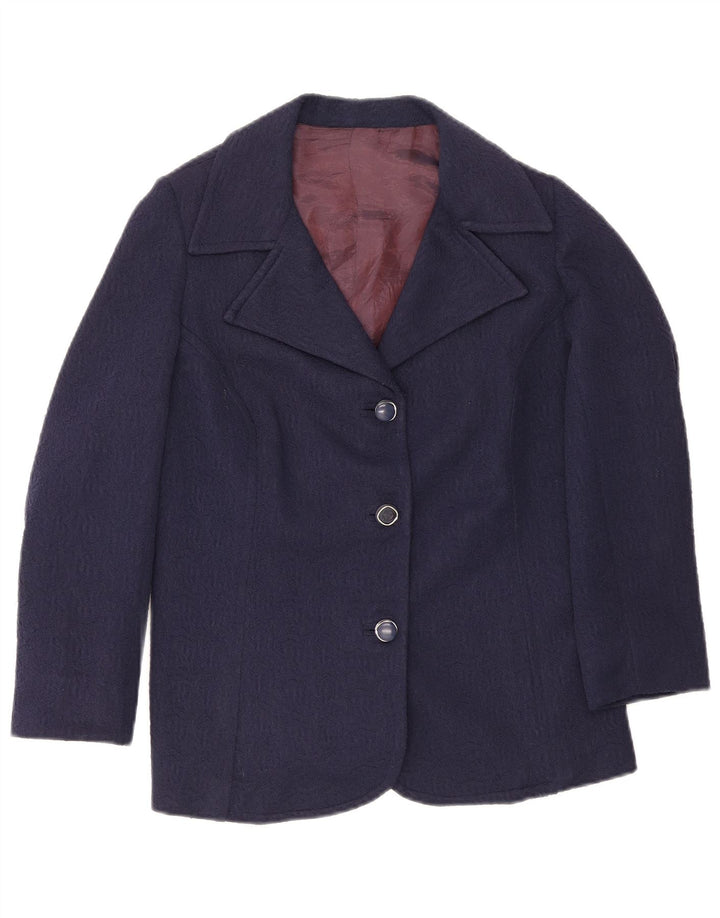 Vintage γυναικείο μπλέιζερ με 3 κουμπιά UK 14 Medium Navy Blue