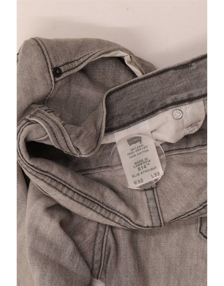 Levi's Mens 514 Slim Straight Jeans W32 L32 Γκρι βαμβακερό