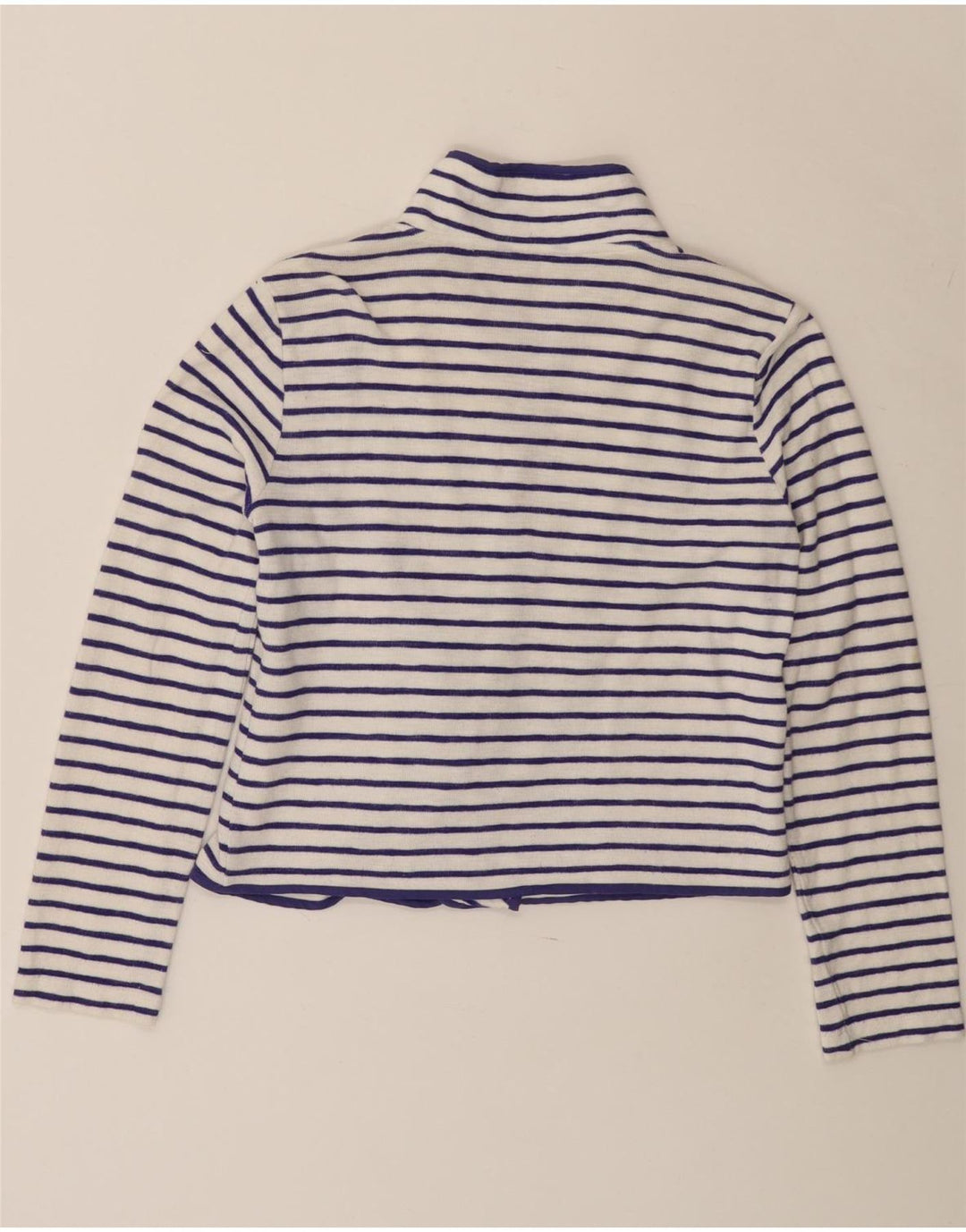 JOULES Γυναικείο ανοιχτό πουλόβερ ζακέτα UK 8 Small White ριγέ βαμβακερό