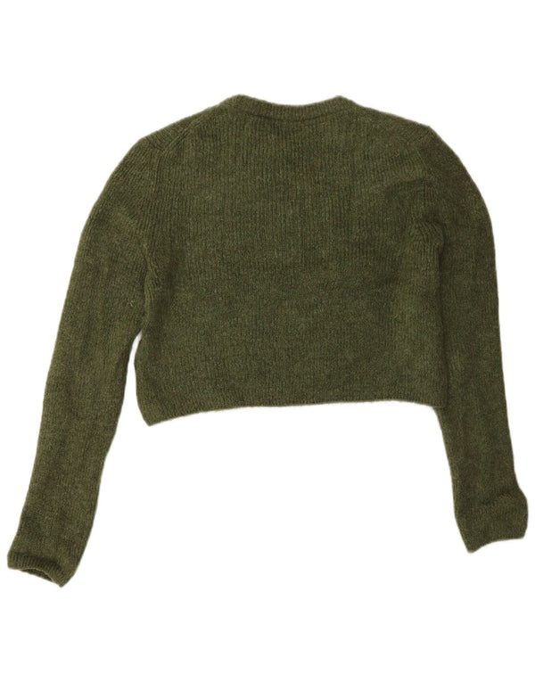 Γυναικείο πουλόβερ ZARA Crop Crop Neck Jumper UK 8 Μικρό Πράσινο Ακρυλικό
