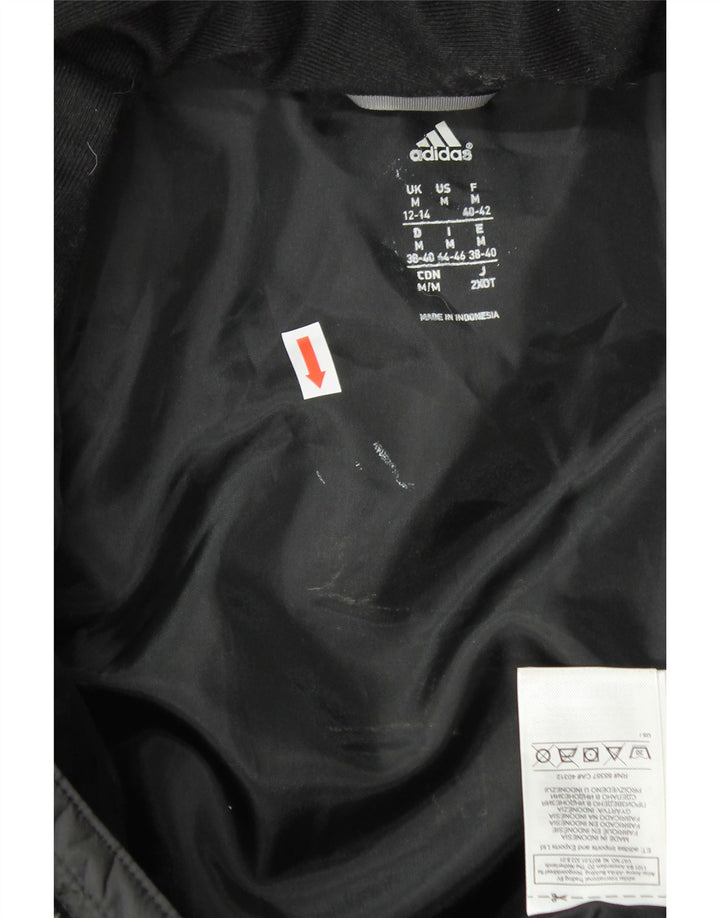 ADIDAS Womens Padded Jacket UK 12/14 Medium Black Polyester Vintage Adidas and Second-Hand Adidas from Messina Hembry 