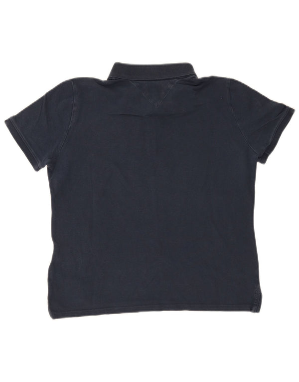 Tommy Hilfiger γυναικείο μπλουζάκι πόλο UK 12 Medium Navy Blue βαμβακερό