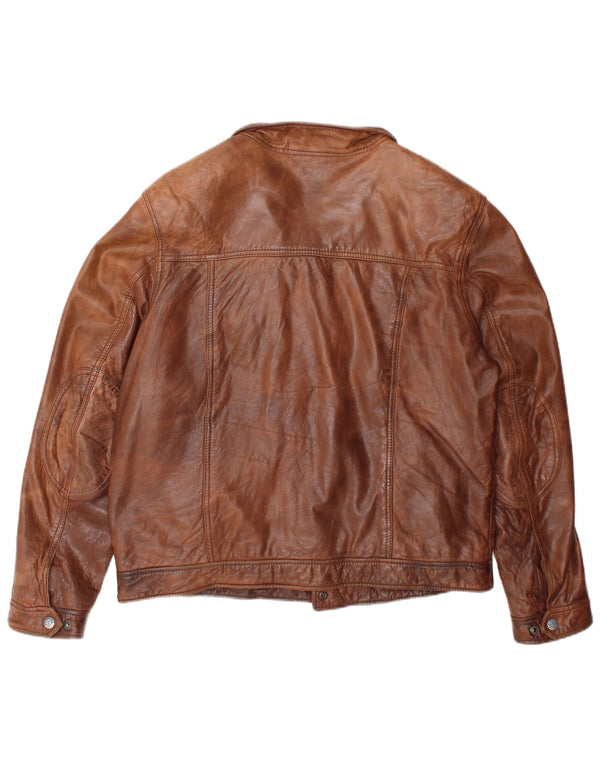 DAVID MOORE Ανδρικό Bomber Leather Jacket UK 38 Medium Brown Δερμάτινο