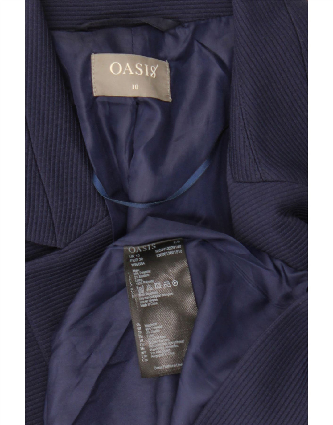 Oasis Γυναικείο Open Blazer Jacket UK 10 Small Navy Blue Polyester