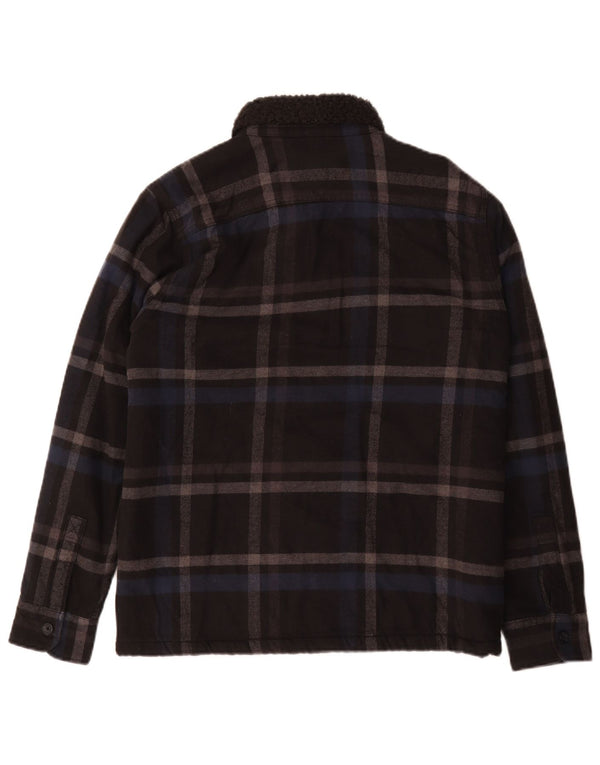 Hollister Mens Sherpa Jacket UK 36 Small Black Check Cotton