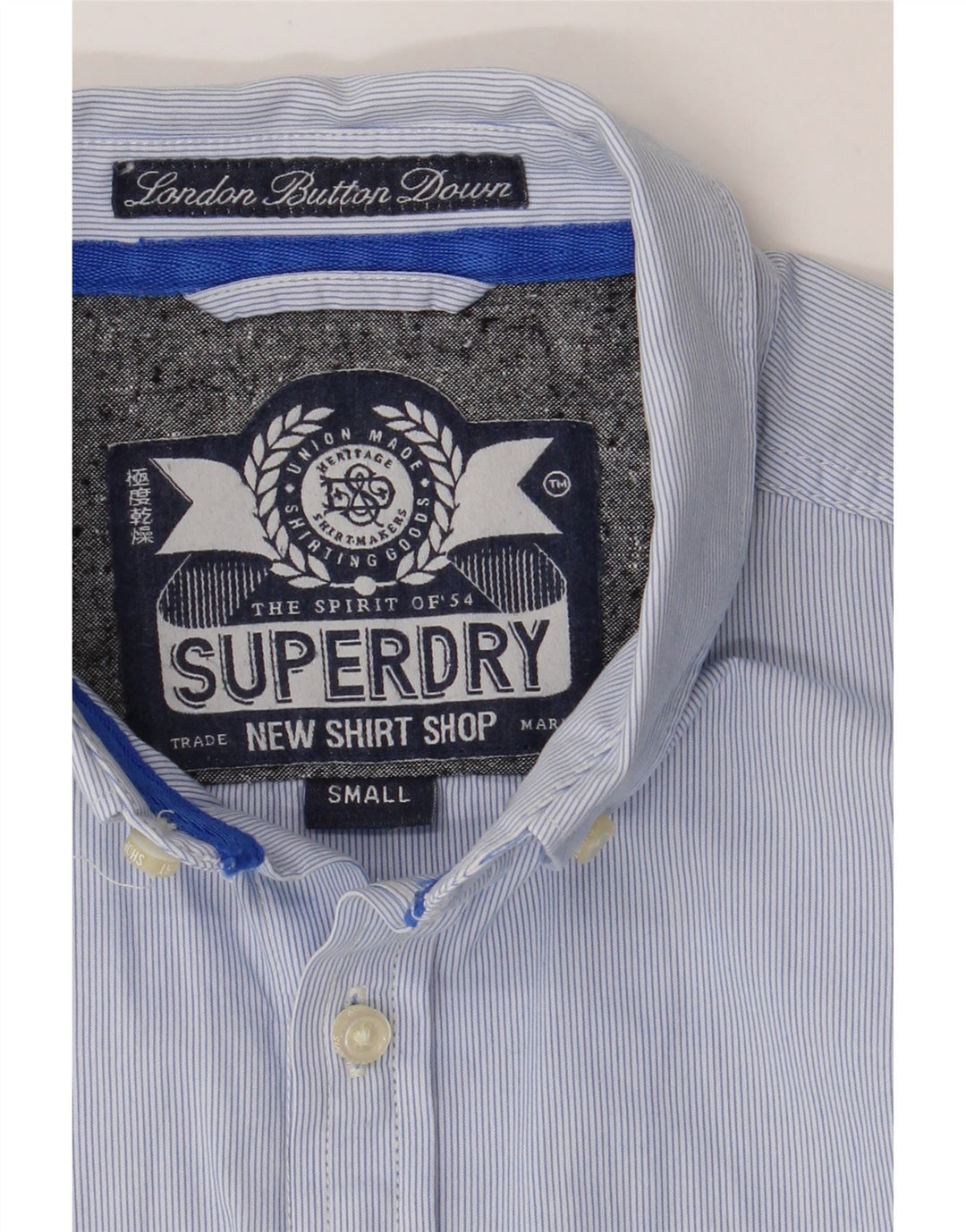 SUPERDRY Mens Shirt Small Blue Pinstripe Cotton Vintage Superdry and Second-Hand Superdry from Messina Hembry 