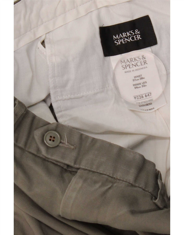 Marks & Spencer Ανδρικό παντελόνι με καρφίτσα W38 L33 Khaki Polyester