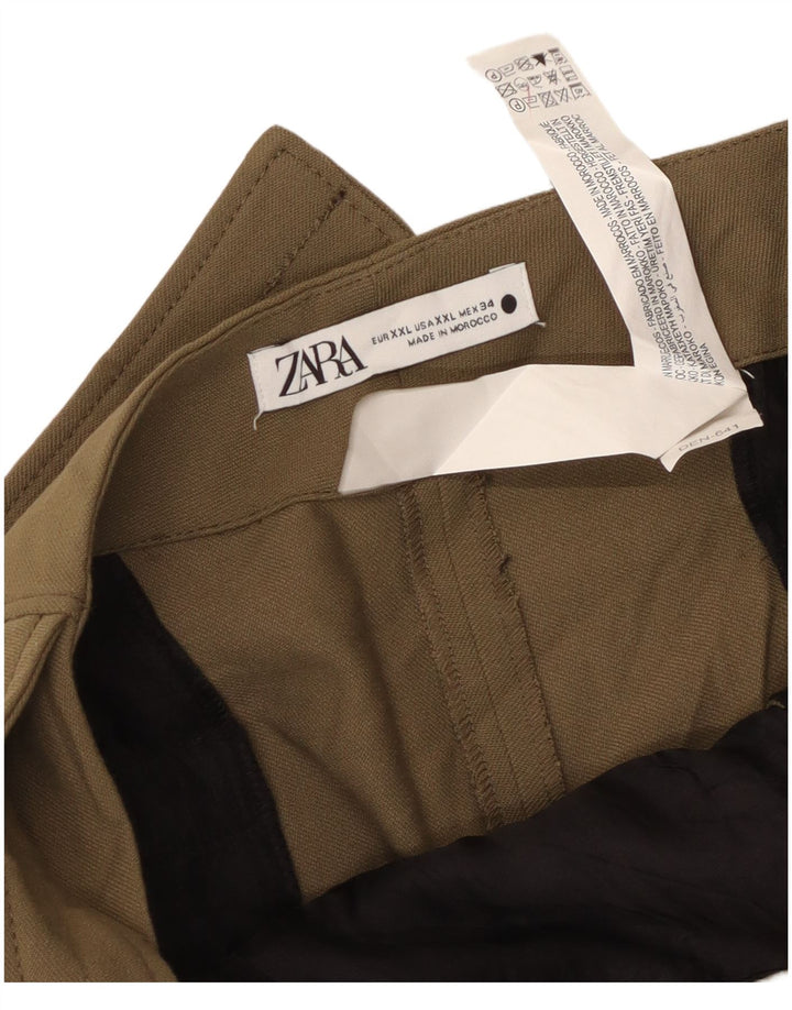 Zara Γυναικείο παντελόνι Capri 2XL W36 L20 Khaki Polyester