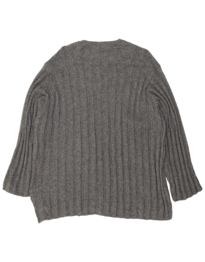 Zara Γυναικείο Longline Oversized πουλόβερ με λαιμόκοψη UK 16 Large Grey