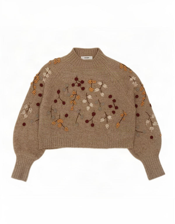 Zara γυναικείο πουλόβερ με λαιμόκοψη χελώνας UK 10 Small Grey Floral