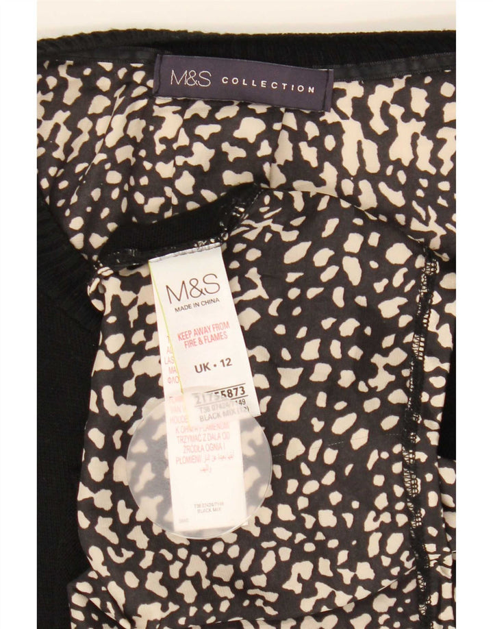 Marks & Spencer Γυναικείο τοπ μακρυμάνικο UK 12 Medium Black Animal print