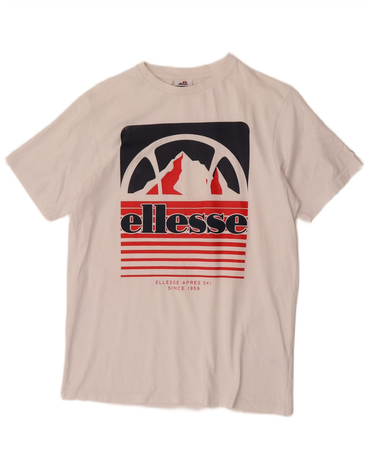 Ellesse Ανδρικό γραφικό T-Shirt Top Μικρό λευκό βαμβακερό
