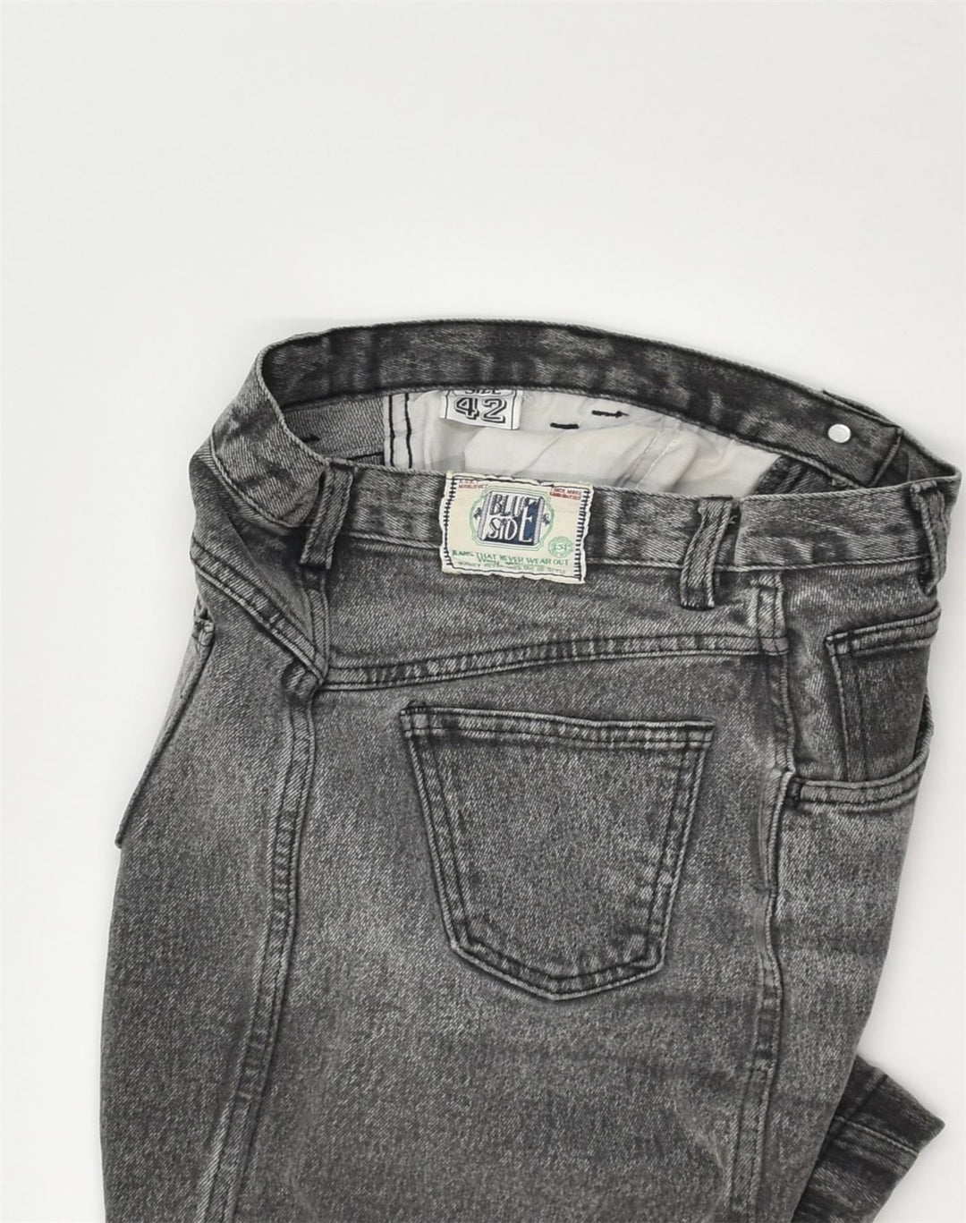 VINTAGE Womens High Waist Denim Skirt IT 42 Medium W24 Grey Cotton | Vintage Vintage | Thrift | Second-Hand Vintage | Used Clothing | Messina Hembry 