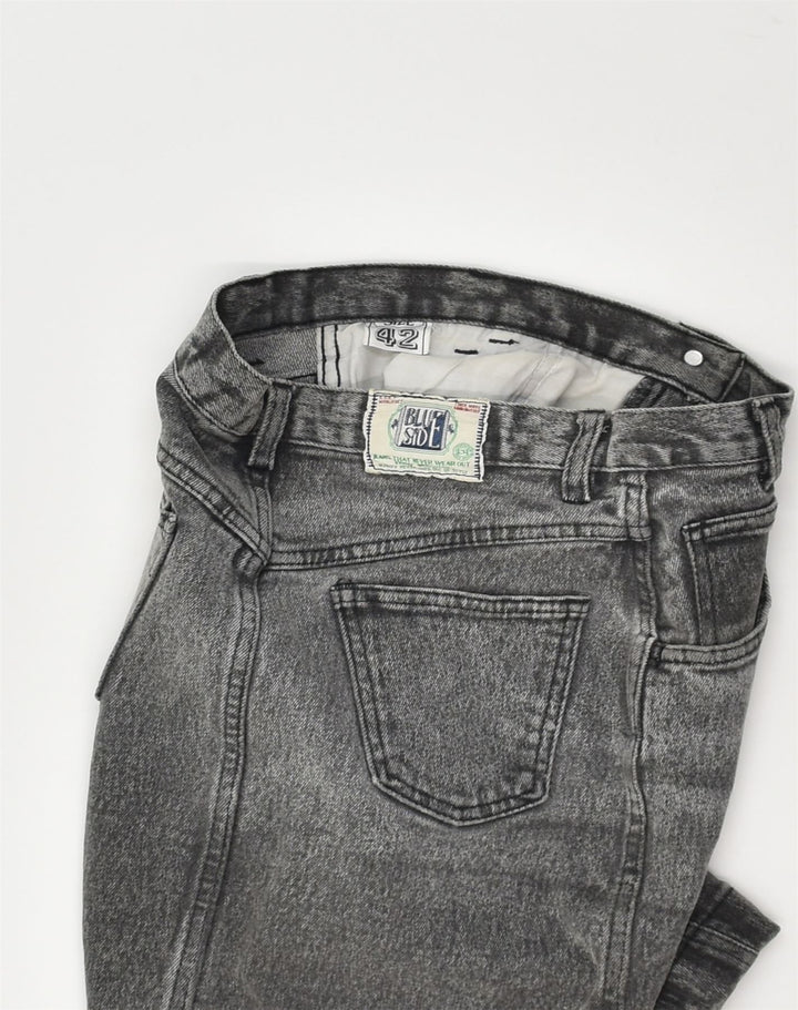 VINTAGE Womens High Waist Denim Skirt IT 42 Medium W24 Grey Cotton | Vintage Vintage | Thrift | Second-Hand Vintage | Used Clothing | Messina Hembry 
