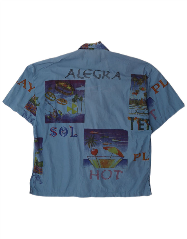 Ανδρικό κοντομάνικο γραφικό πουκάμισο TERRANOVA Βαμβακερό μεσαίο μπλε συνονθύλευμα