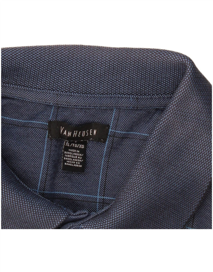 VAN HEUSEN Ανδρικό μπλουζάκι πόλο XL Navy Blue Check Cotton