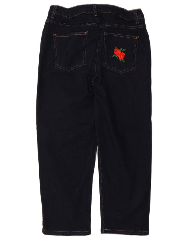 Marks & Spencer Graphic Cropped Jeans UK 14 Large W32 L22 Navy Blue