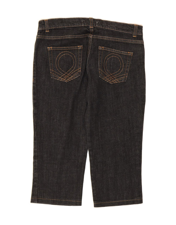 BENETTON Womens Capri Jeans IT 44 Medium W30 L17 Black Cotton