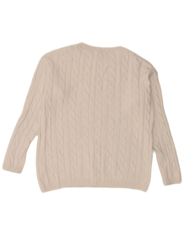 Crew Clothing Γυναικείο πουλόβερ με λαιμόκαυστο UK 12 μεσαίο λευκό βαμβακερό