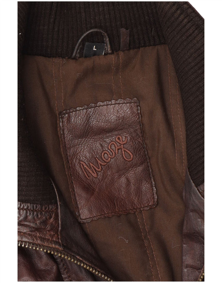 MAZE Ανδρικό Δερμάτινο Μπουφάν UK 40 Large Brown Δερμάτινο