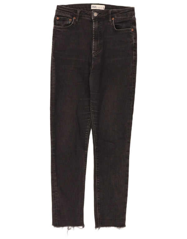 Zara γυναικείο ψηλόμεσο στενό τζιν EU 38 Small W28 L27 μαύρο βαμβακερό