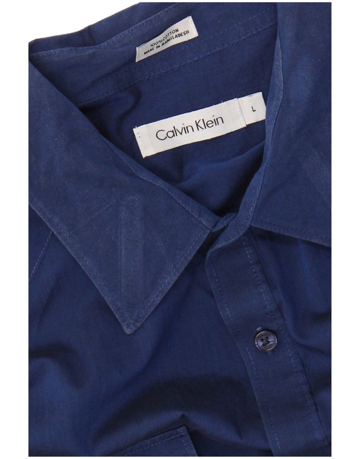 CALVIN KLEIN Ανδρικό πουκάμισο μεγάλο μπλε βαμβακερό