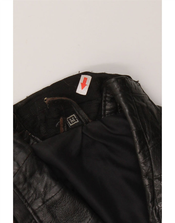 Vintage Γυναικείο Bomber Δερμάτινο Μπουφάν UK 12 Medium Black Leather
