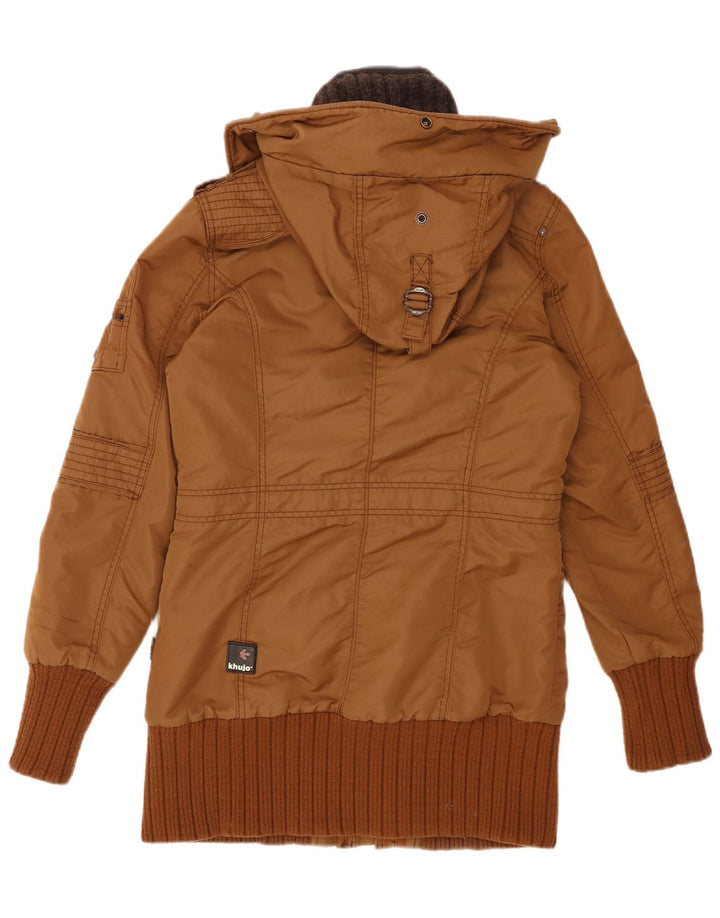 KHUJO Γυναικείο μπουφάν Parka με κουκούλα UK 14 μεσαίο καφέ πολυεστέρας