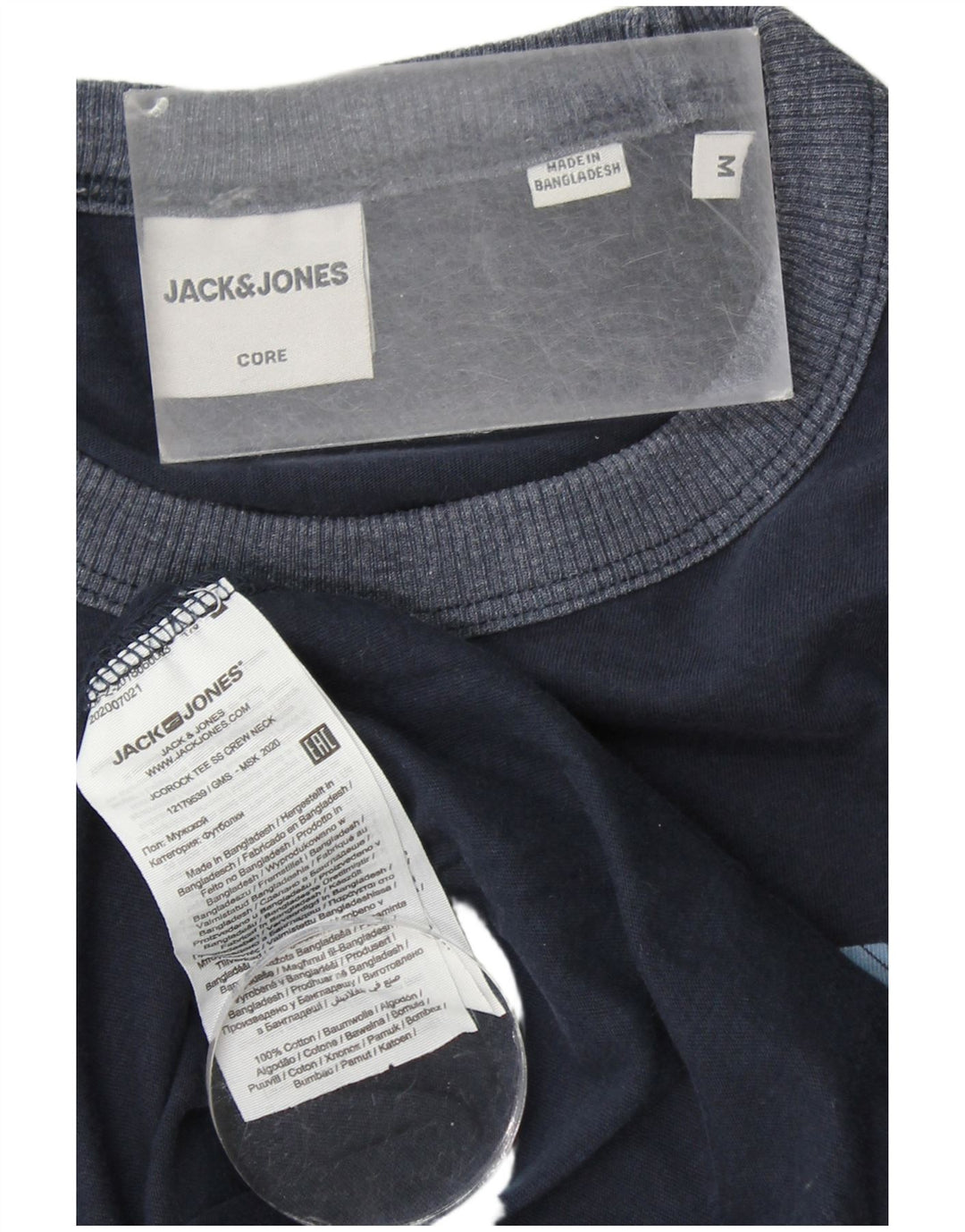 Ανδρικό γραφικό μπλουζάκι JACK & JONES Τοπ μεσαίου μπλε βαμβακερό