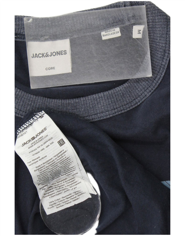 Ανδρικό γραφικό μπλουζάκι JACK & JONES Τοπ μεσαίου μπλε βαμβακερό