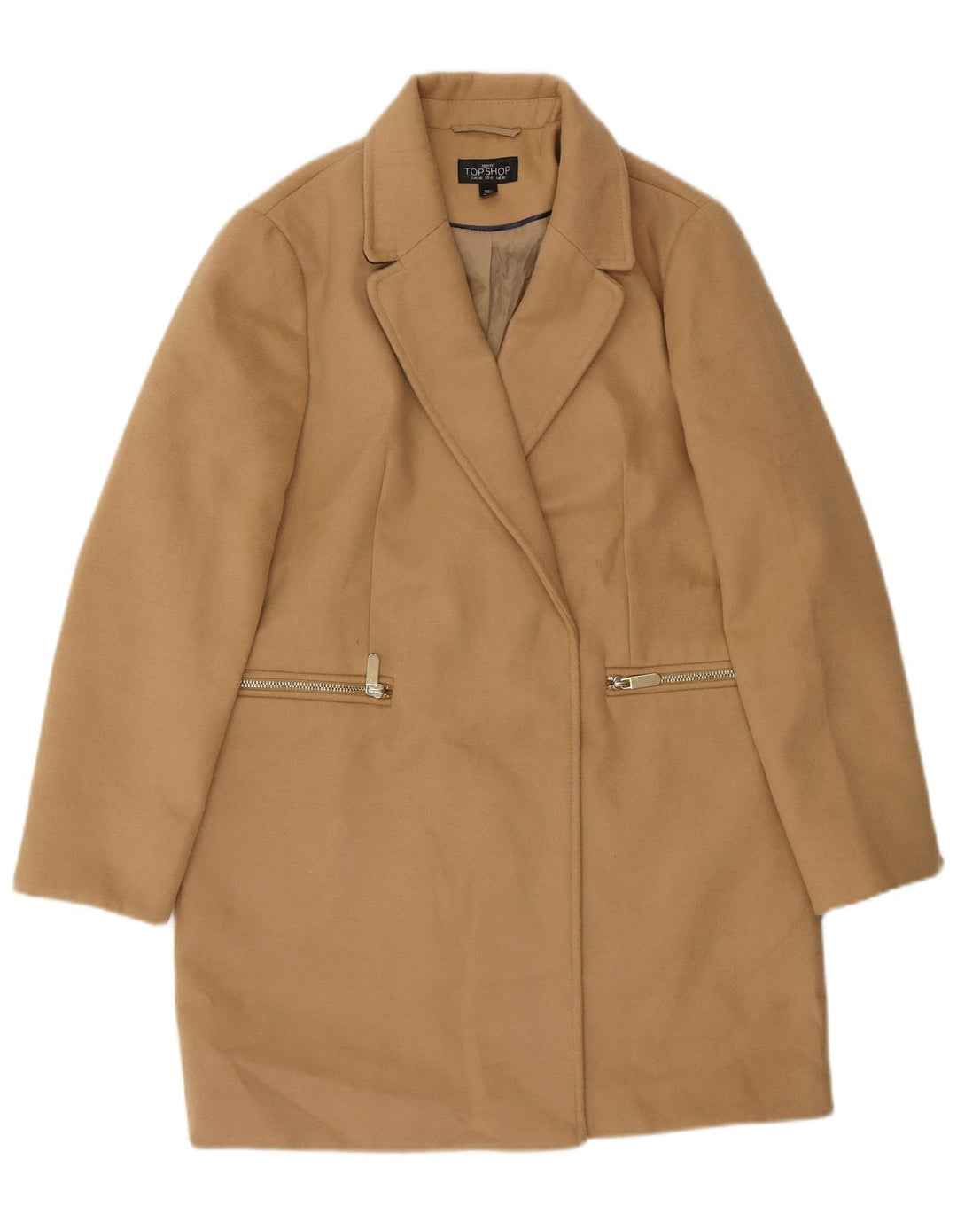 Topshop Γυναικείο Ανοιχτό Πανωφόρι UK 10 Small Beige Polyester