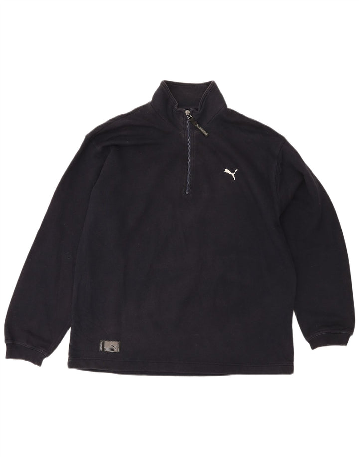 PUMA Mens Zip Neck Sweatshirt Jumper Medium Navy Blue Cotton