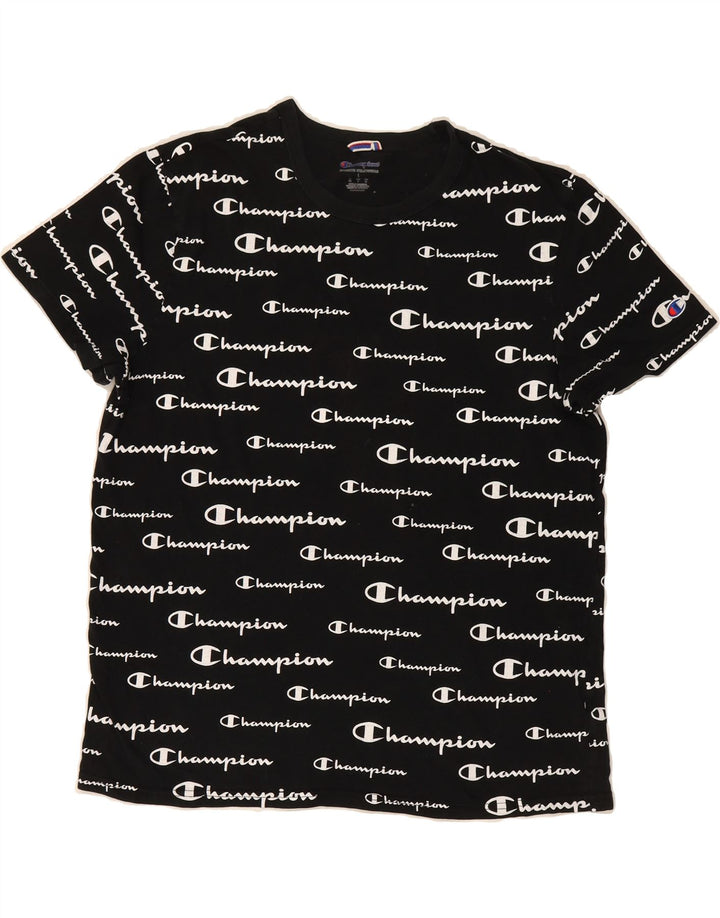 CHAMPION Mens Graphic T-Shirt Top Large Black Cotton Vintage Champion and Second-Hand Champion from Messina Hembry 