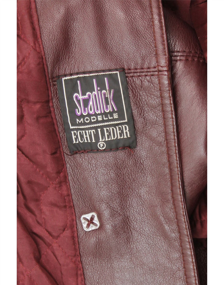 Stadick Γυναικείο Duffle Δερμάτινο Παλτό UK 10 Small Burgundy Leather