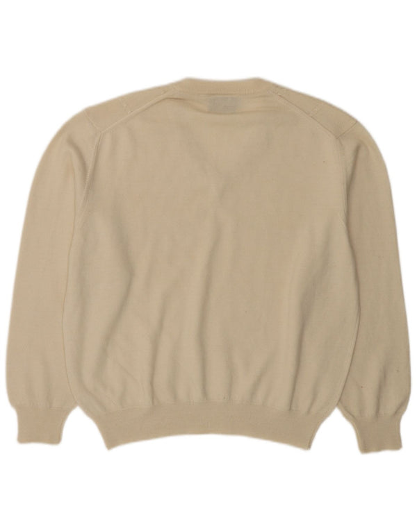 Γυναικείο πουλόβερ BIBO με V λαιμόκοψη IT 50 XL από λευκό μαλλί