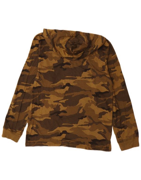 Wrangler Boys Hooded Top Long Sleeve 15-16 Years 2XL Khaki Camouflage