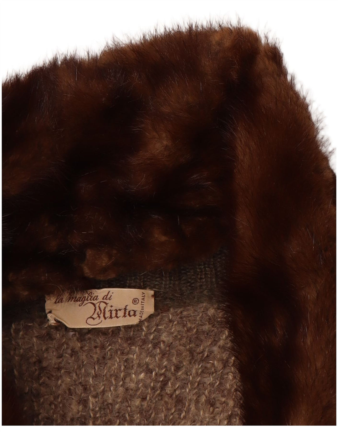 Γυναικείο πουλόβερ με ζακέτα VINTAGE UK 18 XL καφέ